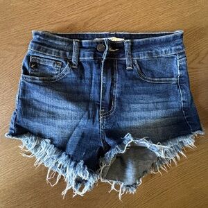 Target Dark Blue Frayed Jean Shorts